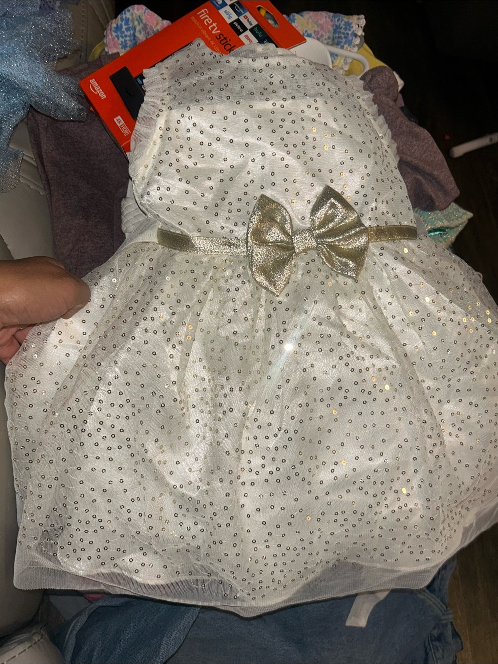 🍄3 for $10🍄 Girls' White & Sparkle Bow Party Dress